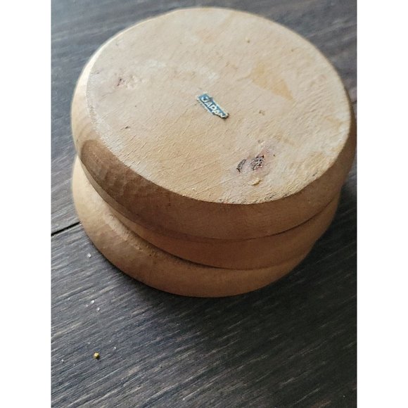 4pc wooden beer drink bar coasters funny jokes graphics 3.5 in Japan vtg 1950s - Picture 7 of 8